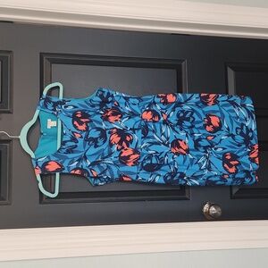 EUC Women's JCrew blue and orange dress, size 4, with pockets